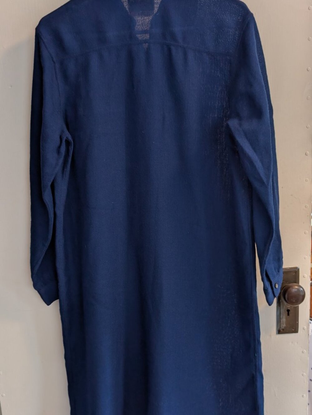 Vintage Donald Davies Irish blue wool shirtdress - Picture 8 of 12